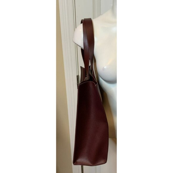Rachel Zoe Wine Arialith Bordo Vegan Faux Leather Tote Shoulder Bag - Picture 4 of 6